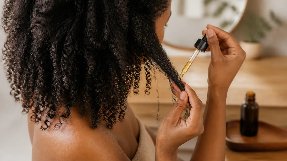 Huile de nigelle pour cheveux bouclés et crépus